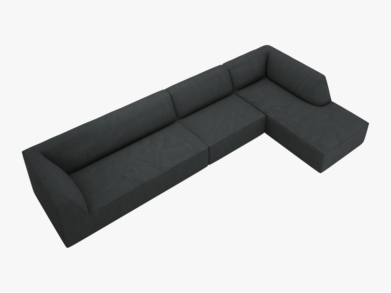 Micadoni Ecksofa Ruby 5-Sitzer Rechts Kord Scala Schwarz