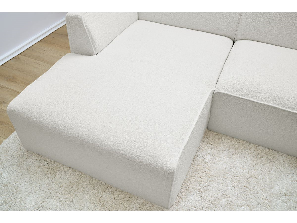 Bobochic Megeve Ecksofa Bouclé-Stoff Weiß Ecke links