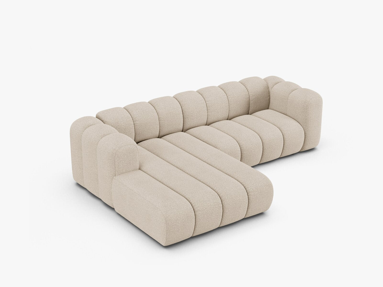 Micadoni Modulares Ecksofa Lupine 4-Sitzer mittelgroß Links Boucle Baloo Beige