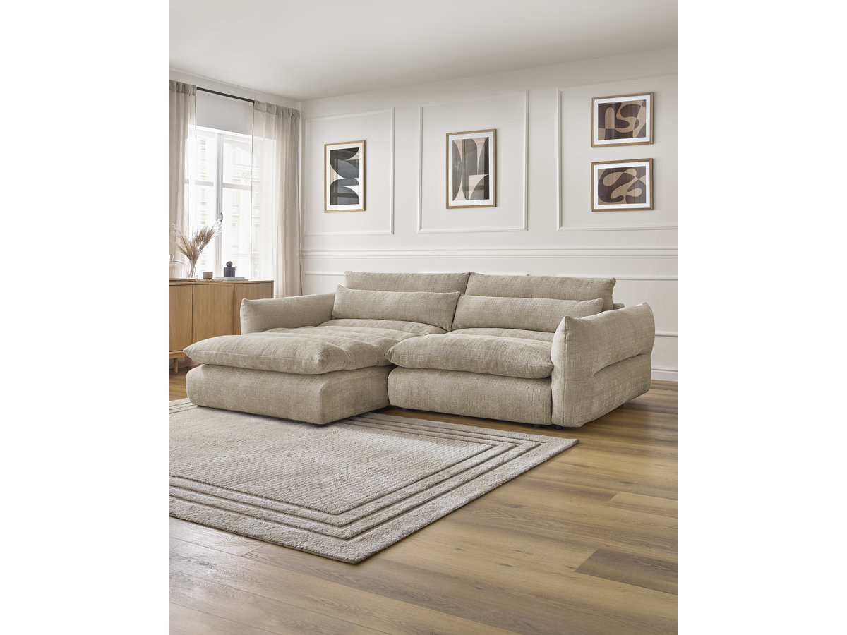 Bobochic Neil Ecksofa Strukturstoff Beige Ecke links