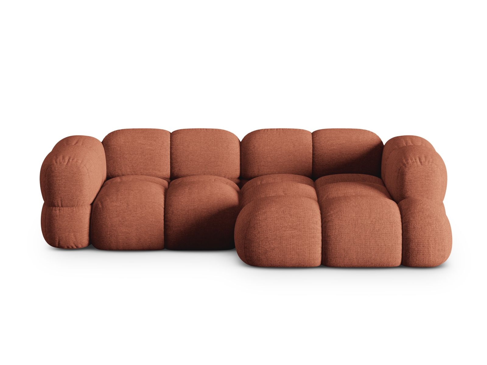 Cosmopolitan Design Ecksofa Loretto 3-Sitzer Strukturierter Stoff Sorella Koralle Rechts