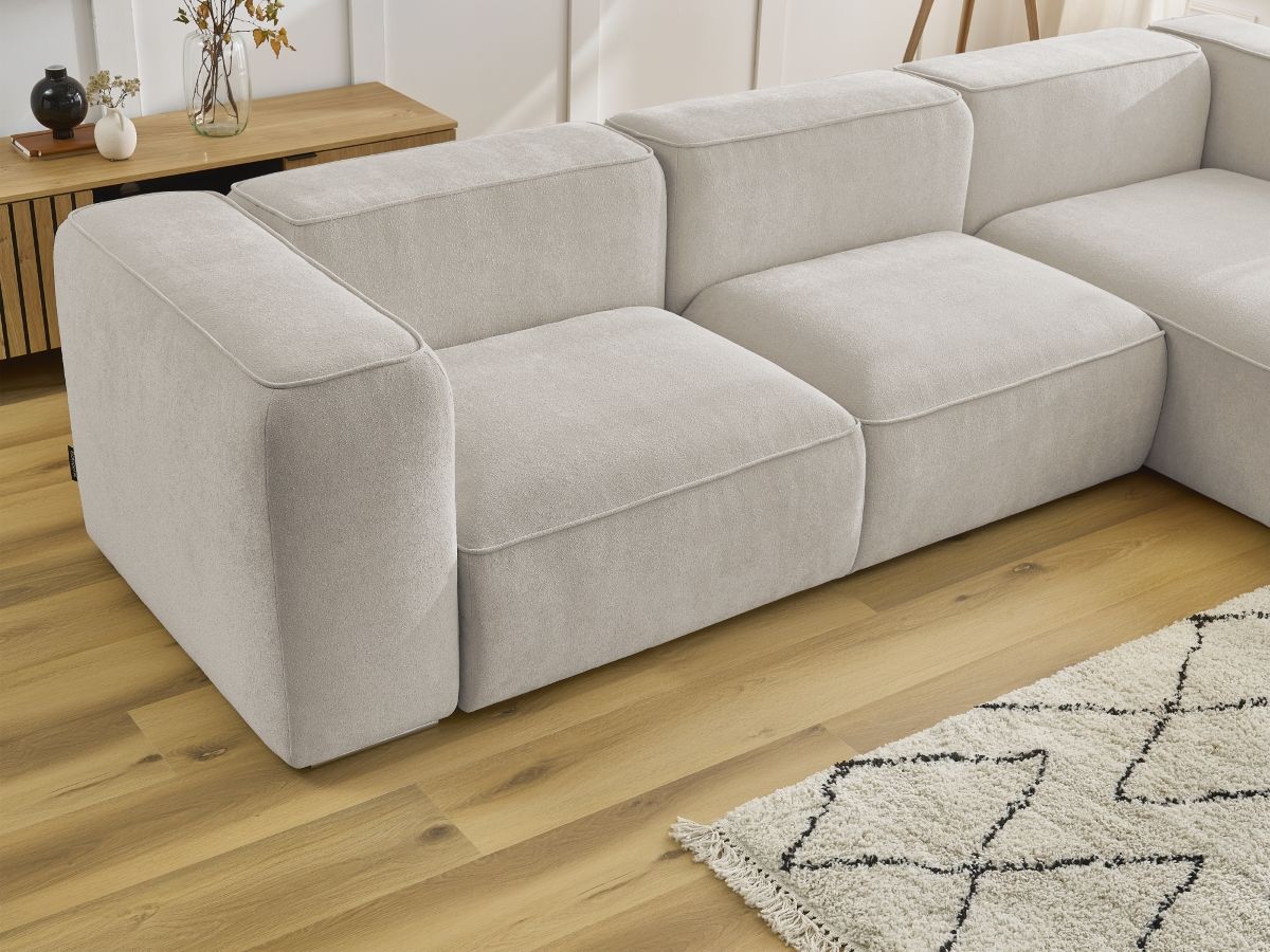 Bobochic Zephyr Ecksofa 349 × 165 cm Strukturstoff Beige Ecke rechts