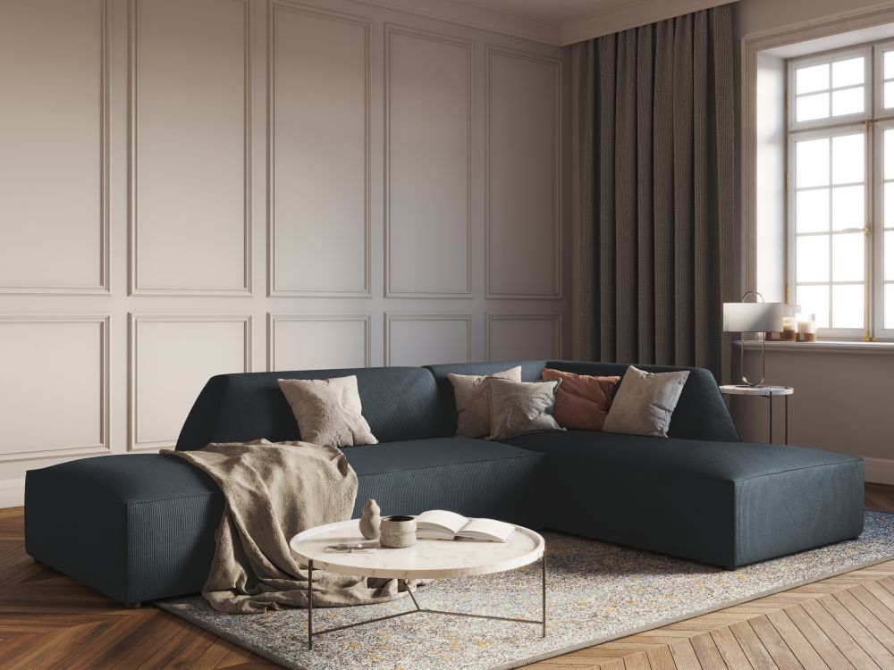 Cosmopolitan Design Ecksofa Siena 4-Sitzer offen Kord Scala Blau Rechts