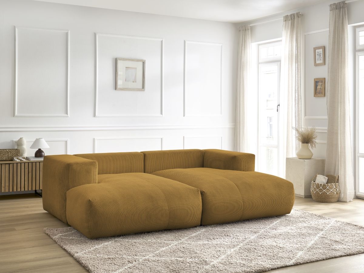 Bobochic Voltaire Sofa 4-Sitzer 248 × 170 cm Cordsamt Gelb