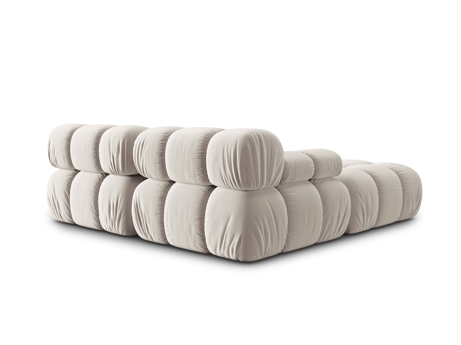 Micadoni Modulares Sofa Bellis 3-Sitzer mit flachem Modul Samt Bluvel Dunkelbeige