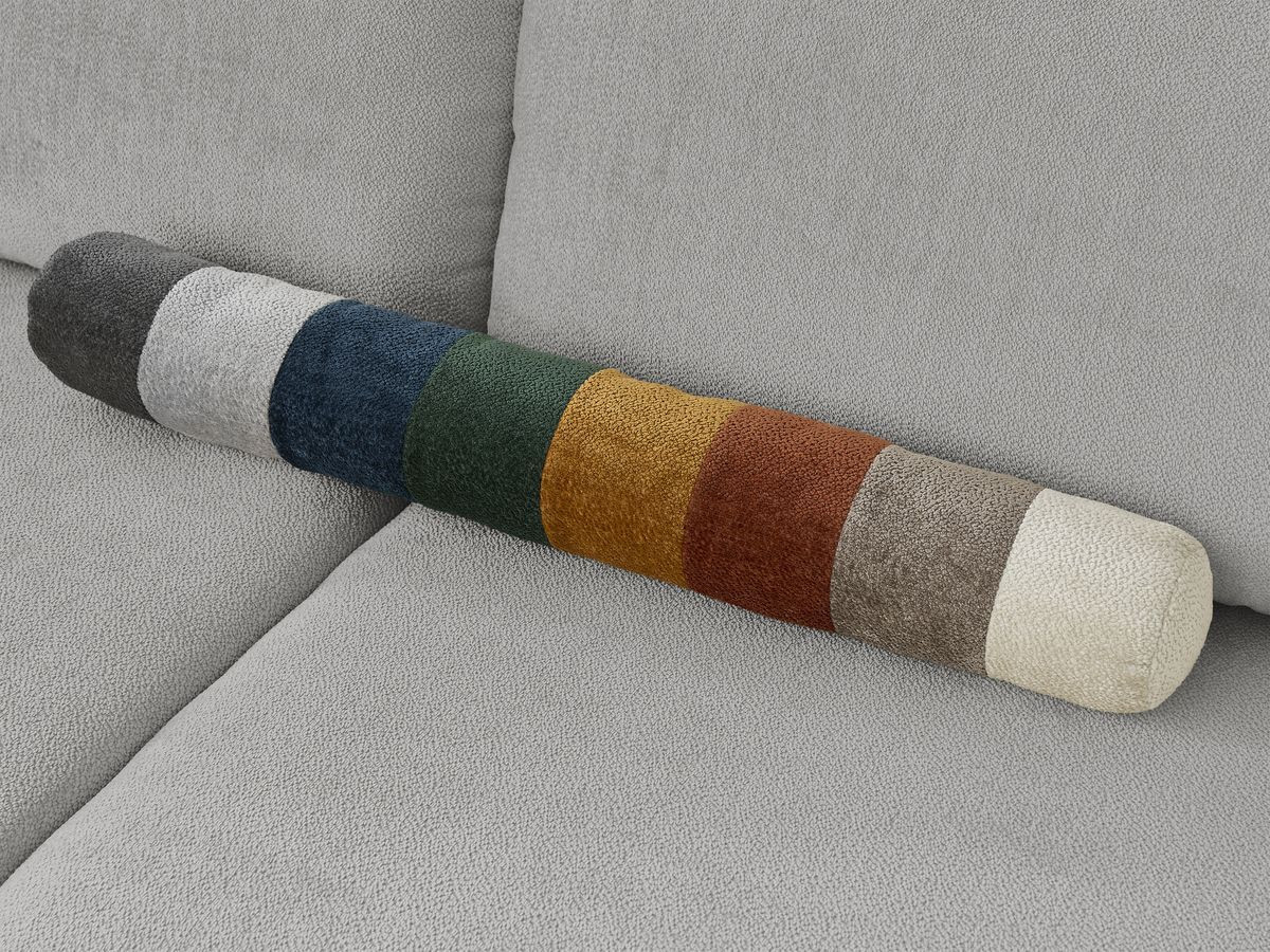 Bobochic Lucien Ecksofa mit Schlaffunktion und Bettkasten und Pouf 296 × 198 cm Stoff Hellgrau Ecke links