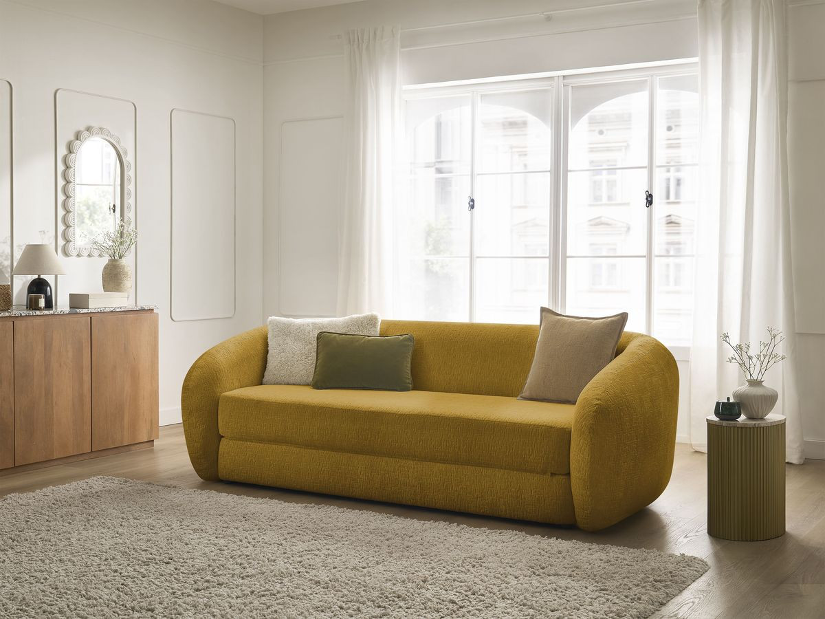 Bobochic Neyo Schlafsofa 3-Sitzer Strukturstoff Gelb