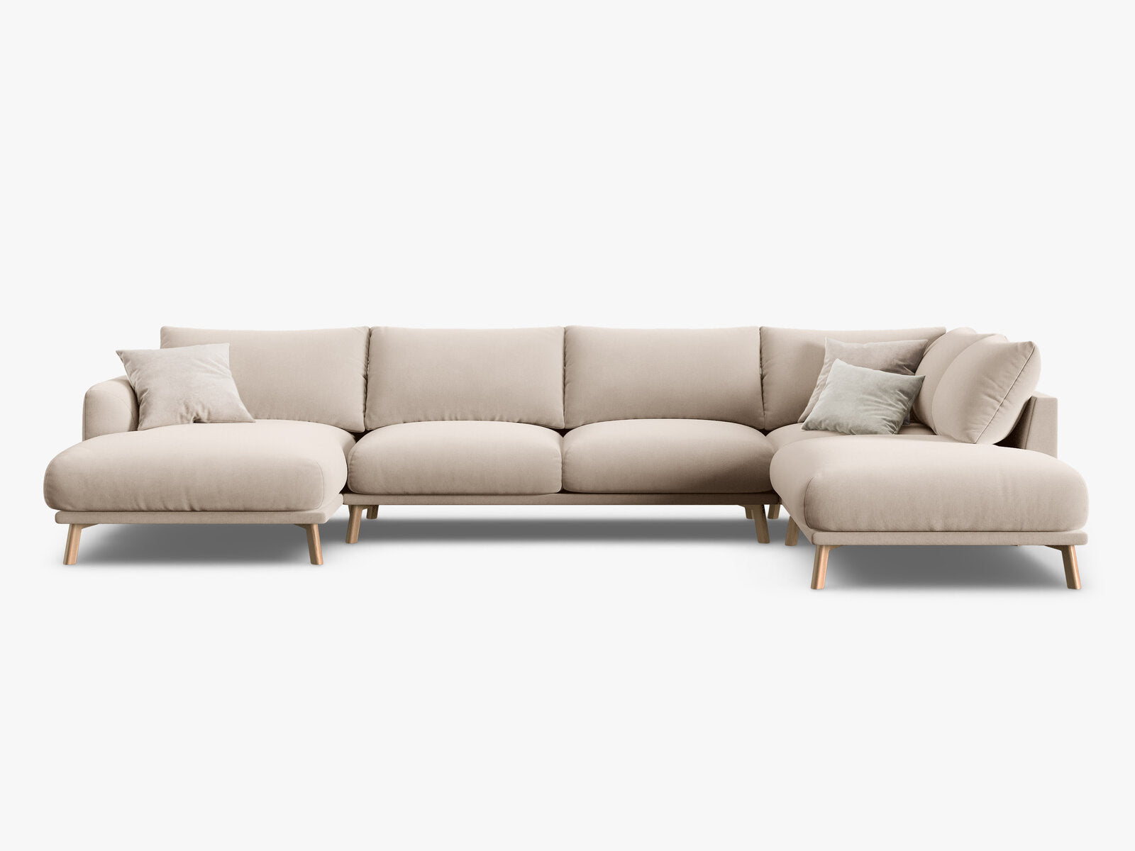 Micadoni Panorama Ecksofa Naomi 6-Sitzer Rechts Samt Salvador Beige
