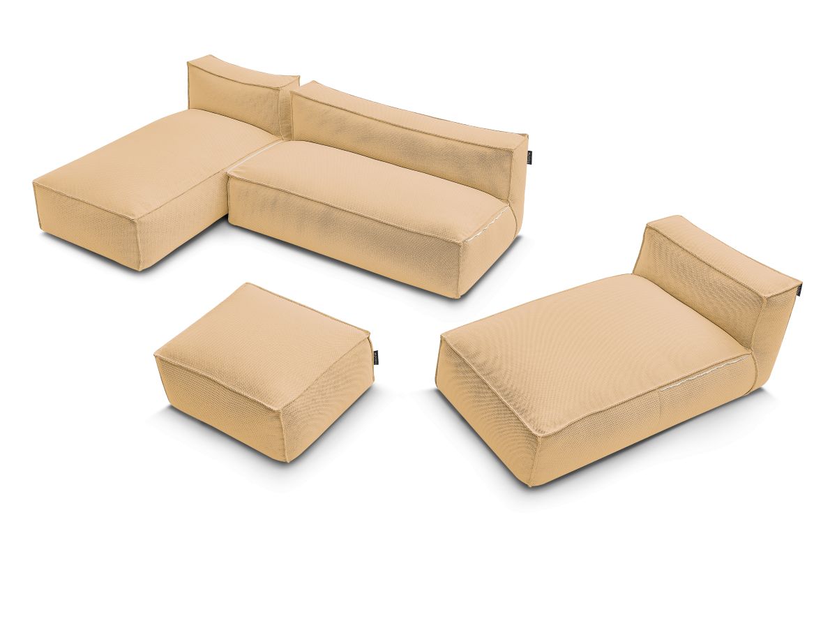 Bobochic Biarritz Gartensofa 4-Sitzer mit Pouf 332 × 168 cm Melange-Stoff Orange