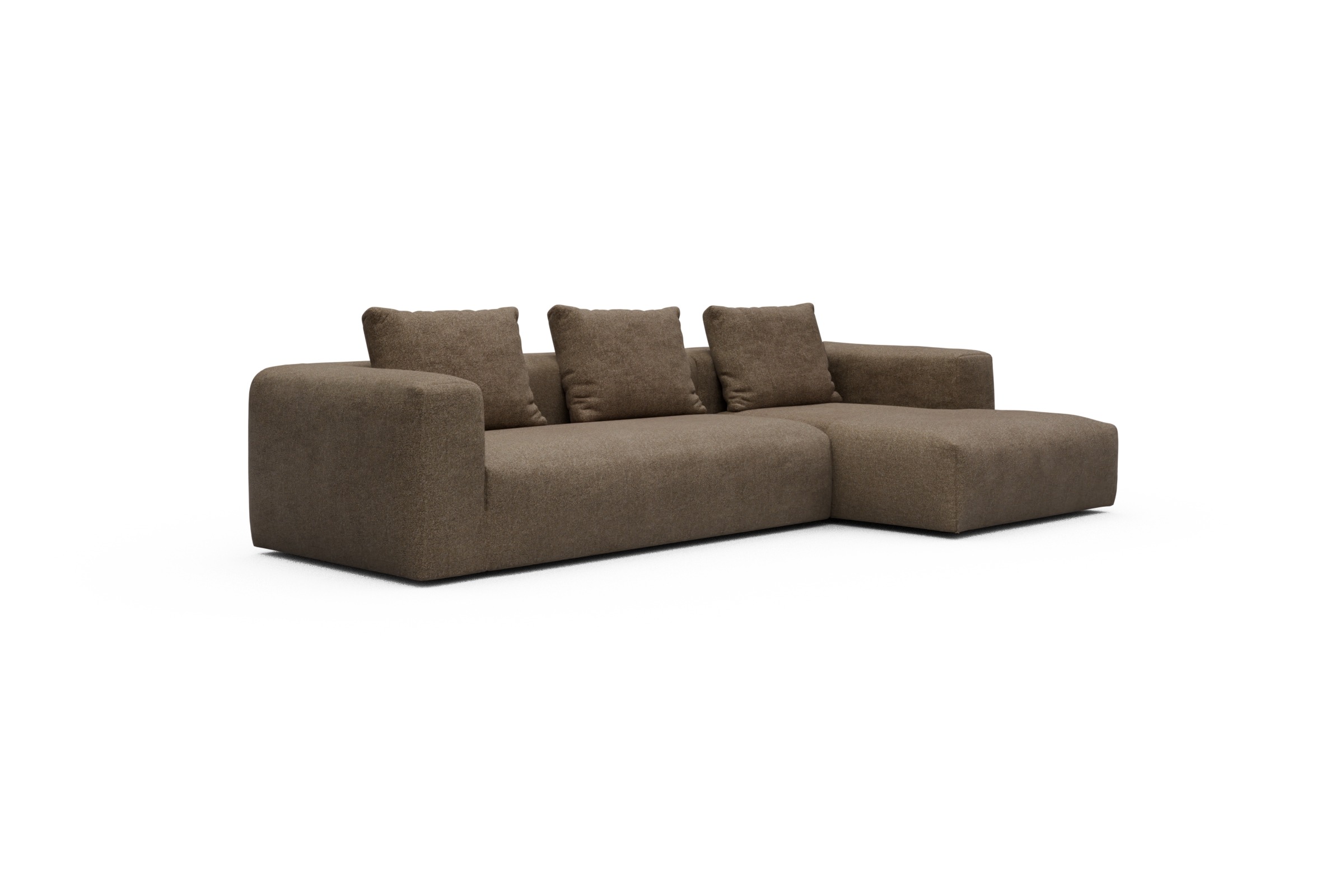 Ecksofa Fred Chaiselongue rechts mit 2,5-Sitzer Aivi-Khaki-Brown