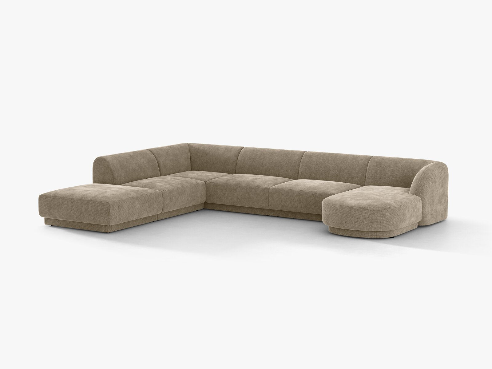 Micadoni Panorama-Ecksofa Miley 6-Sitzer Links Chenille Haga Beige