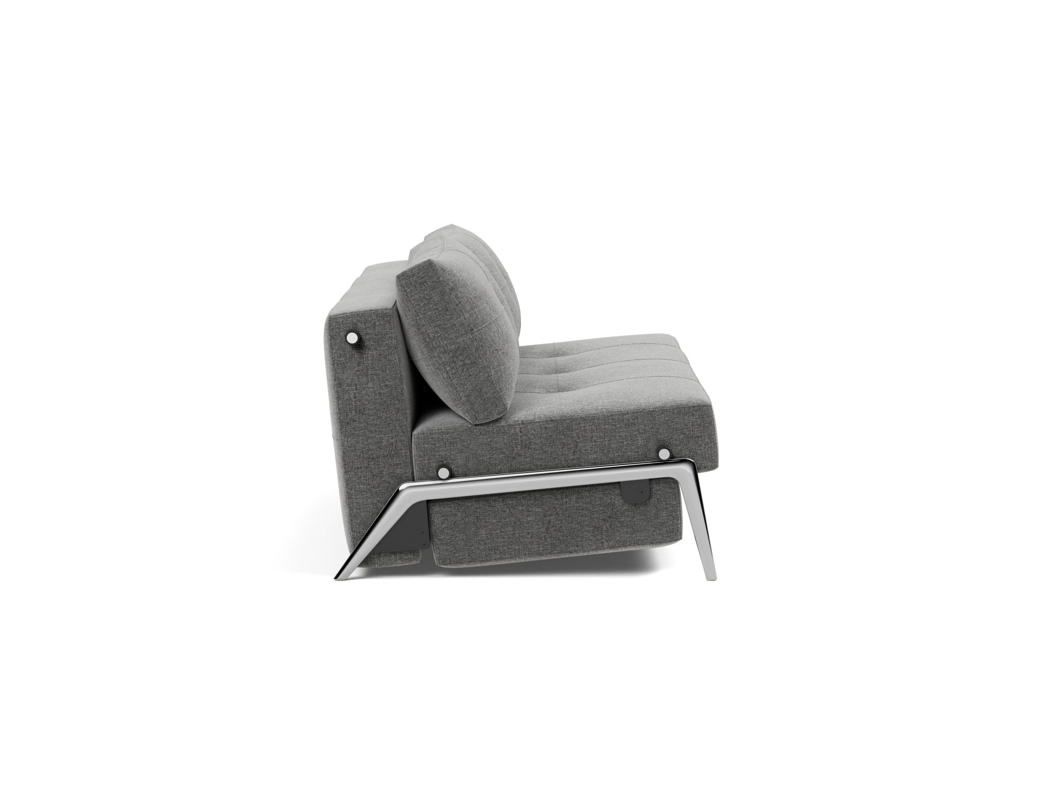 Schlafsofa Cubed 160 Strukturierter Stoff Twist 563-Charcoal Beine Aluminium