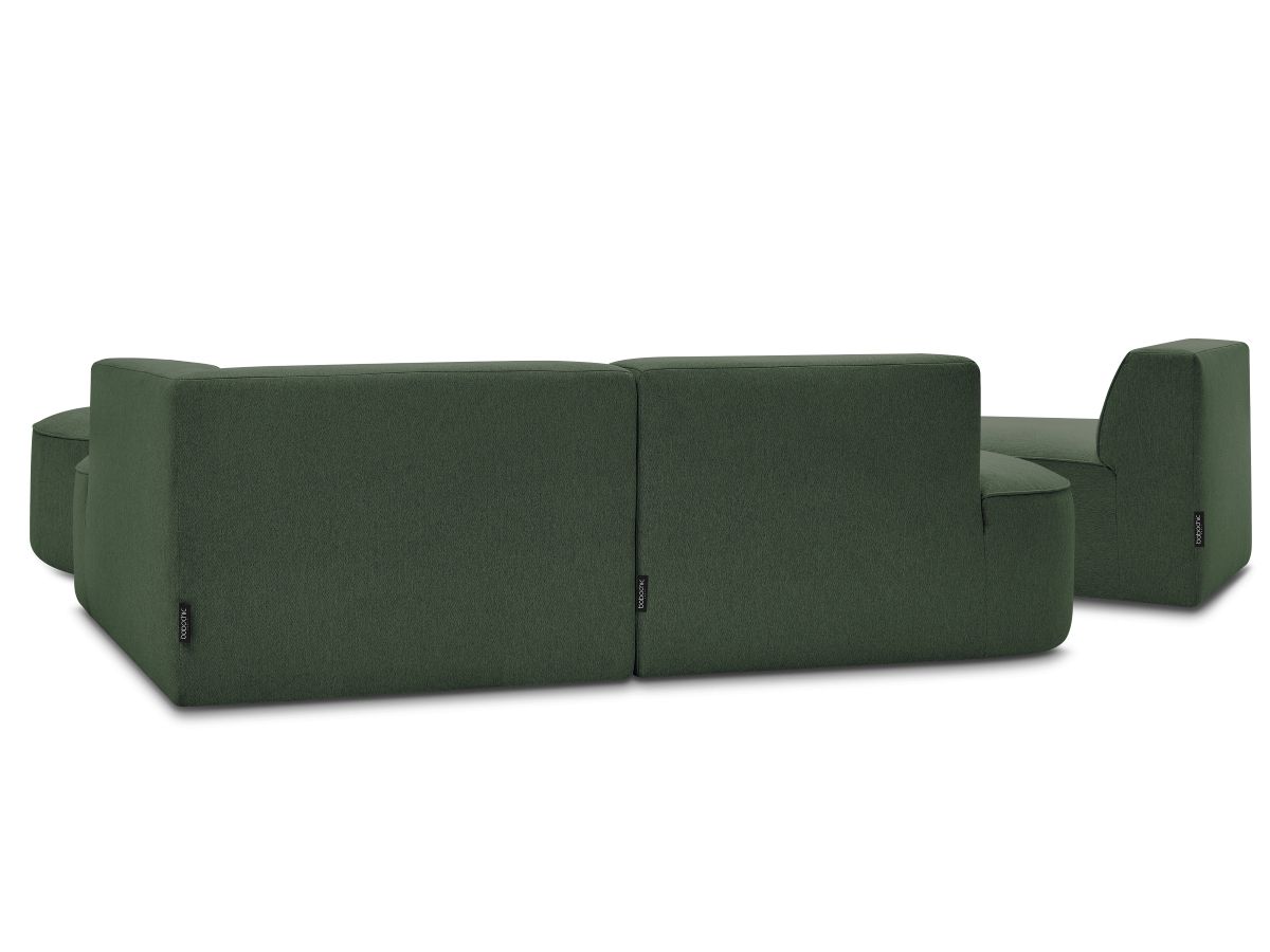 Bobochic Rousseau Ecksofa mit Sofamodul und Pouf Melange-Stoff Grün Ecke rechts