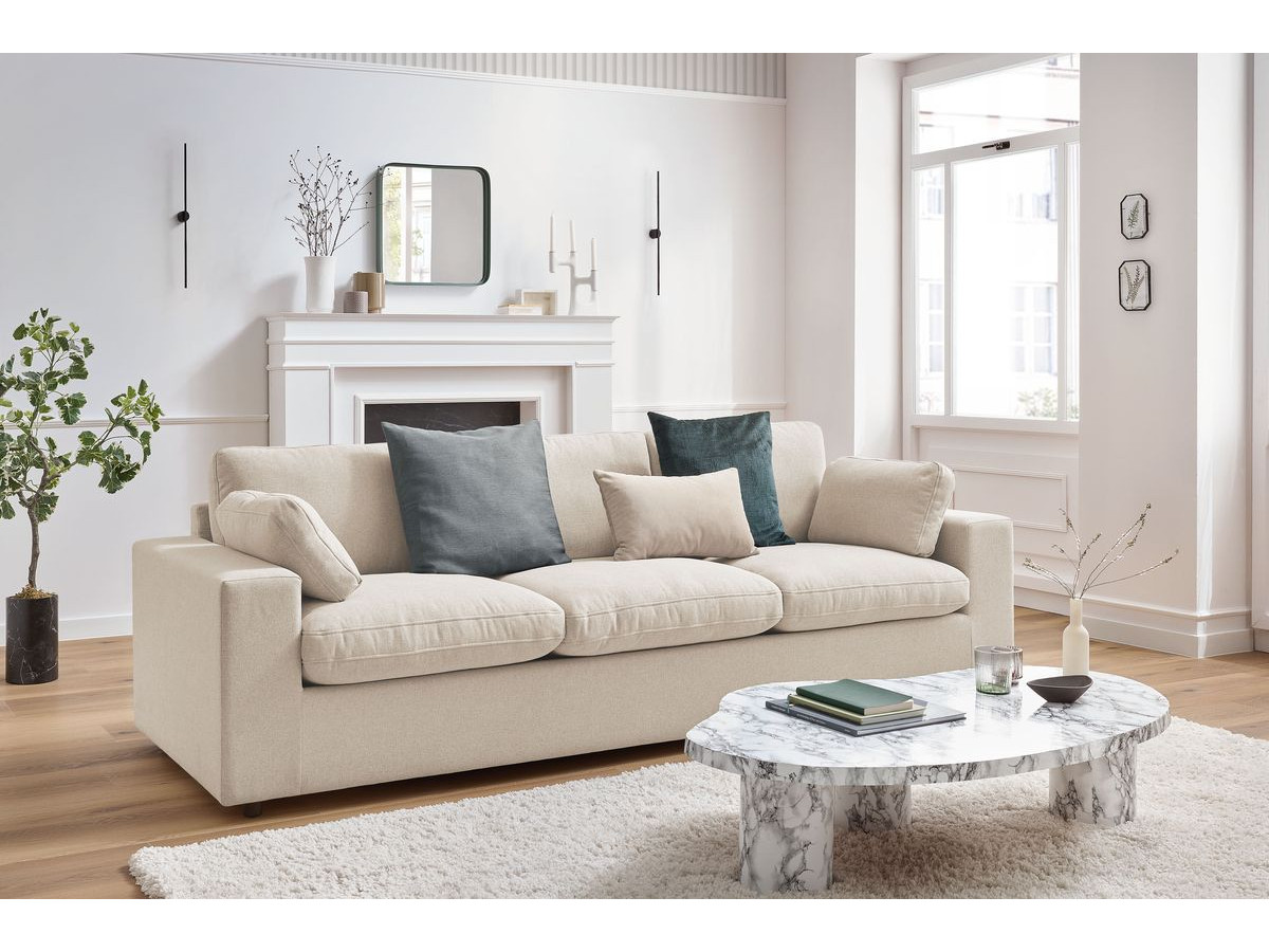 Bobochic Belair Sofa 3-Sitzer 250 × 93 cm Stoff Beige