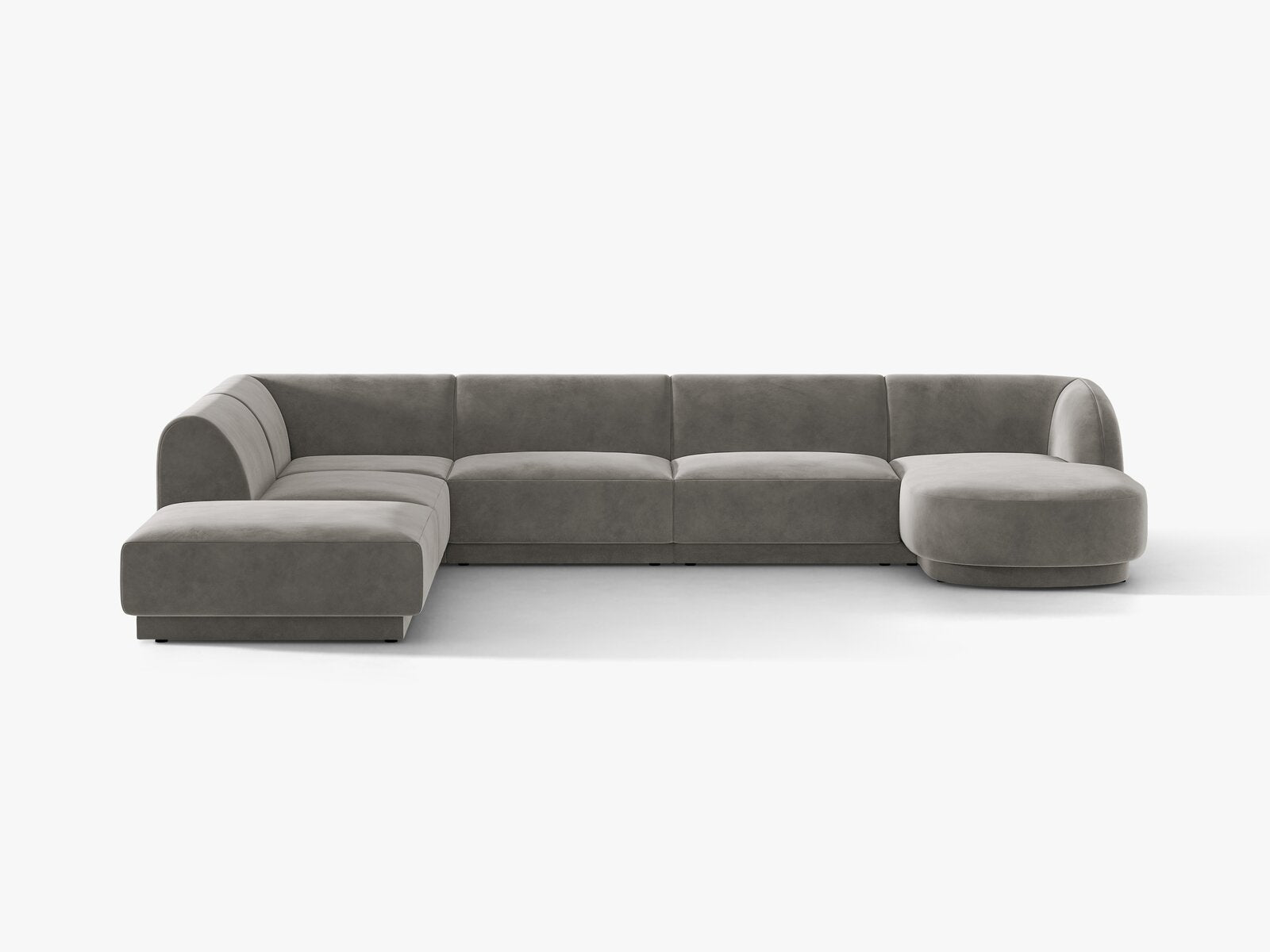 Micadoni Panorama-Ecksofa Miley 6-Sitzer Links Samt Bluvel Hellgrau