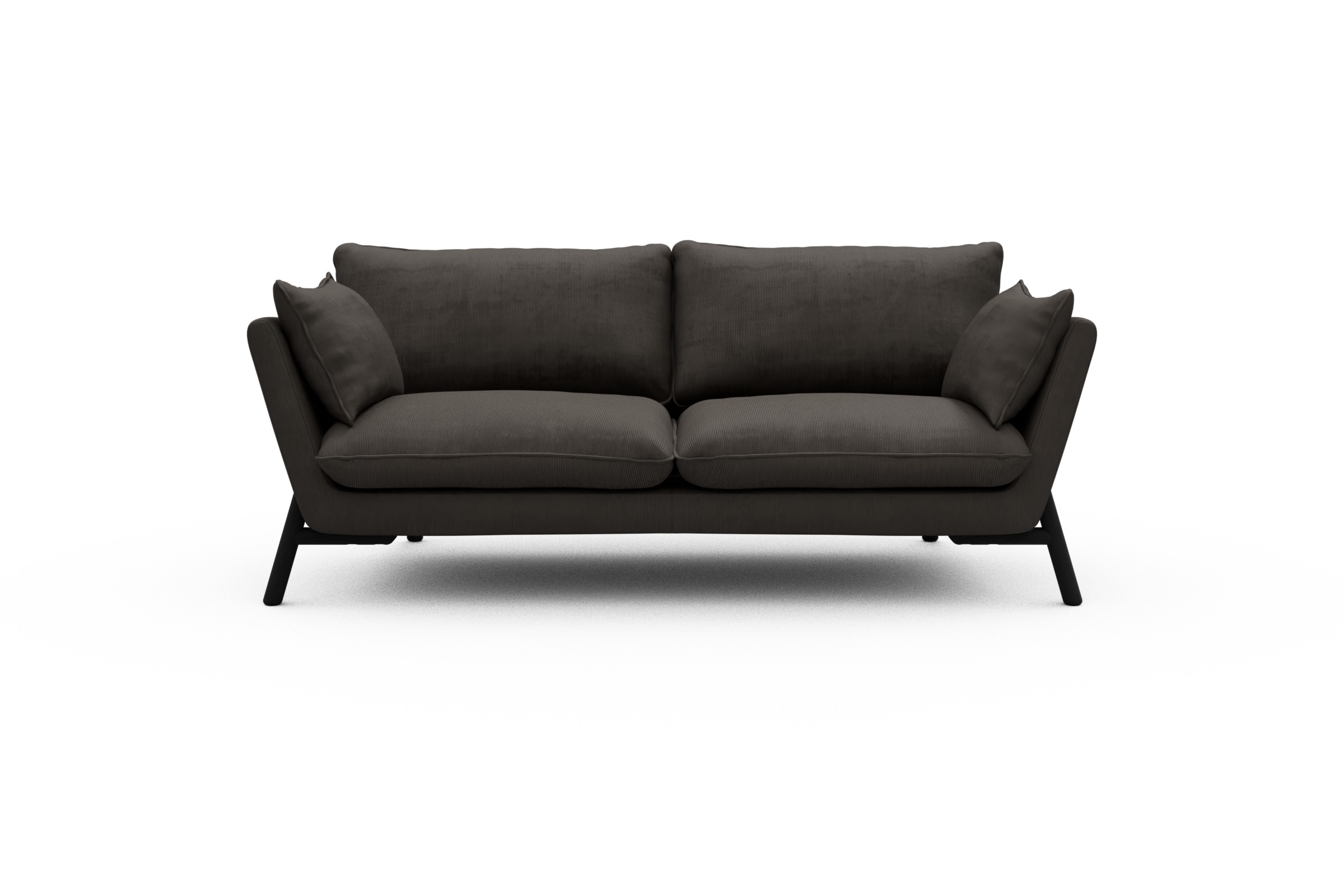 Skandi Home Sofa Emil 2-Sitzer Beinfarbe Eiche Schwarz Cordufine-Taupe moebelfaktor