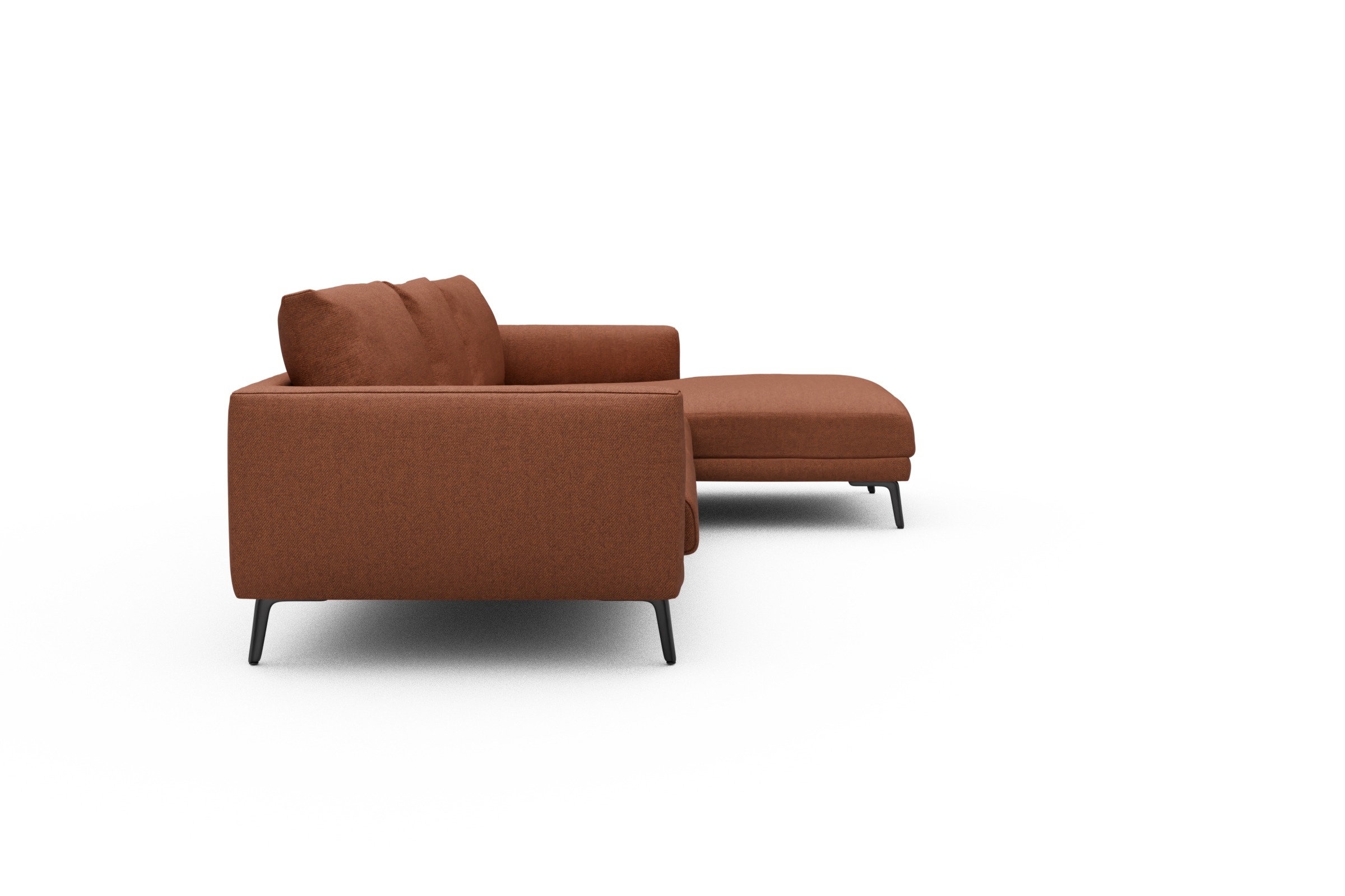Ecksofa Karl Chaiselongue rechts mit 2,5-Sitzer Weda-Rust
