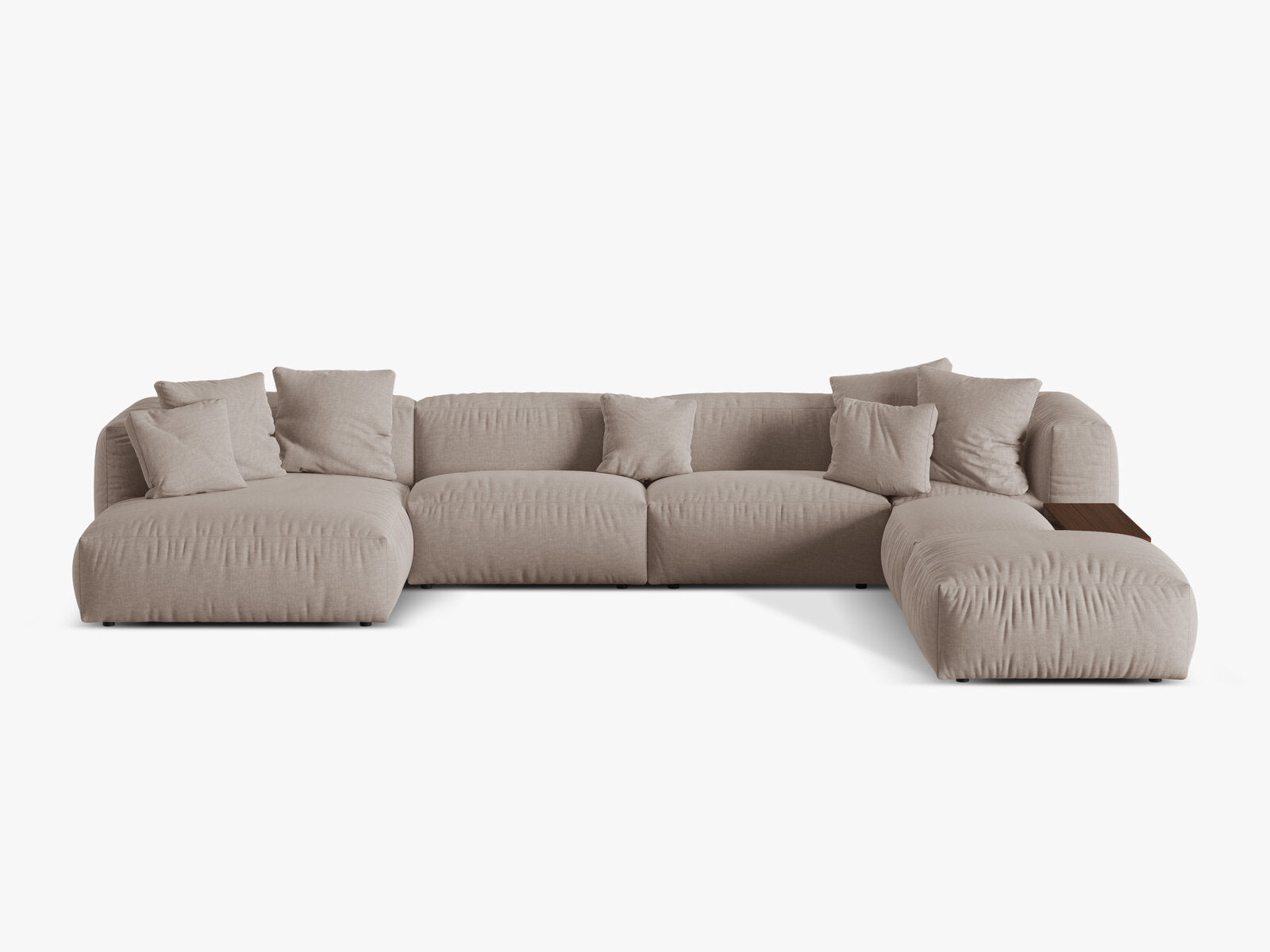 Micadoni Panorama-Ecksofa Martina 5-Sitzer Rechts Strukturierter Stoff Dunkelbeige