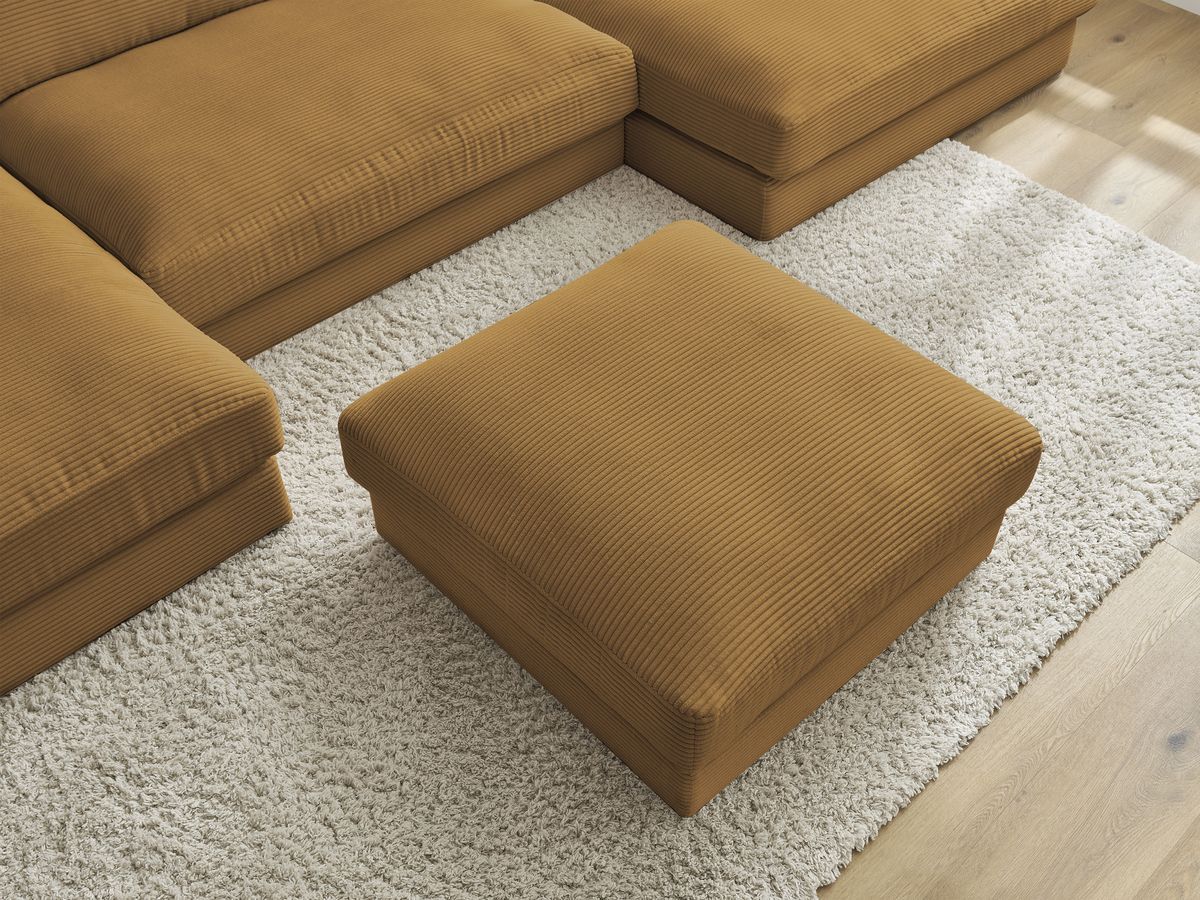 Bobochic Leonard Wohnlandschaft mit Pouf 404 × 159 cm Cordsamt Gelb