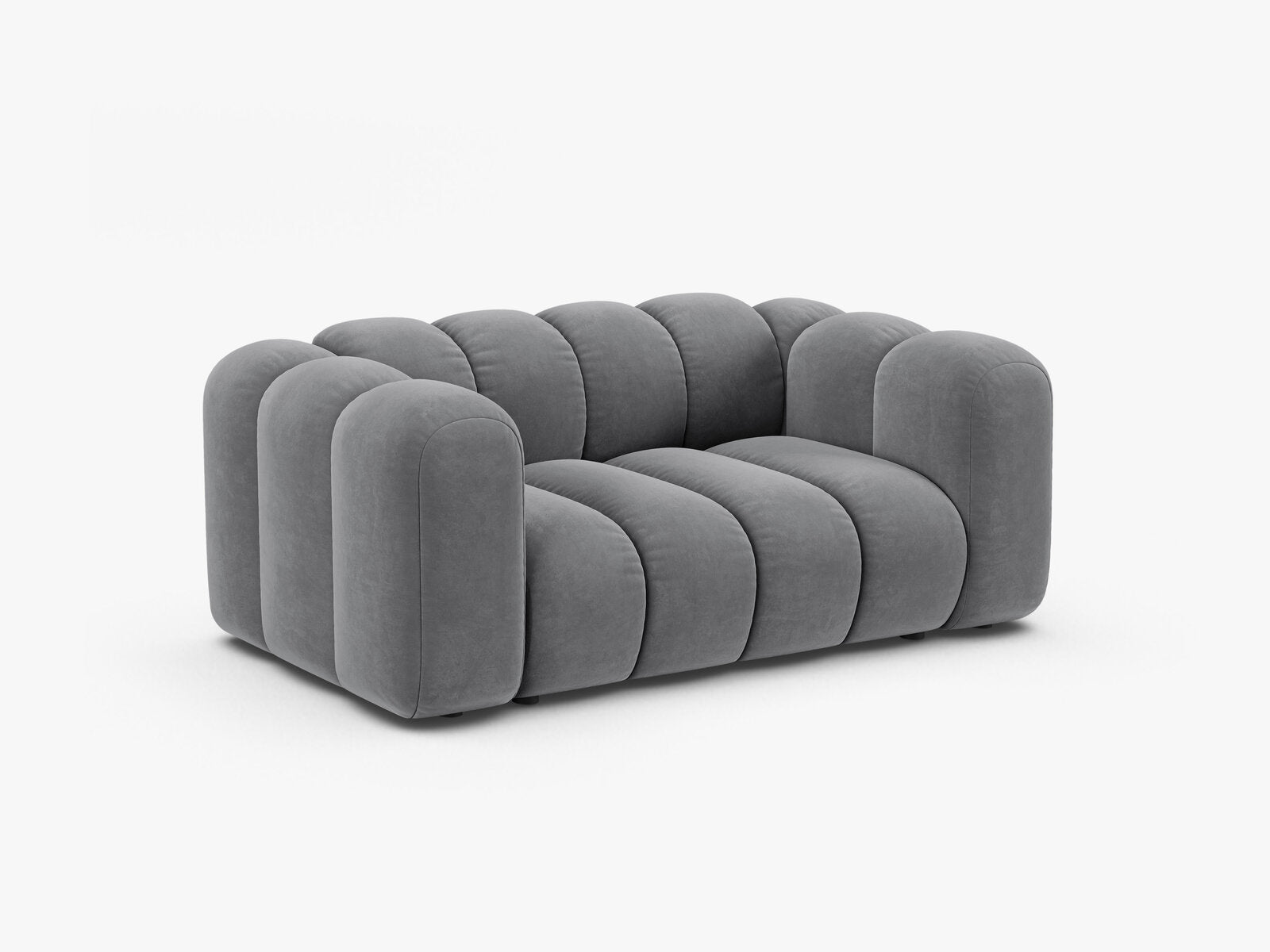 Micadoni Sofa Lupine 2-Sitzer kleine Version Samt Salvador Grau