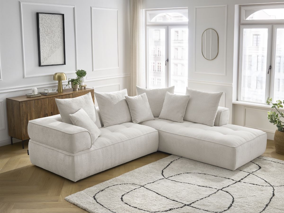 Bobochic Whesley Ecksofa Stoff Beige Ecke rechts