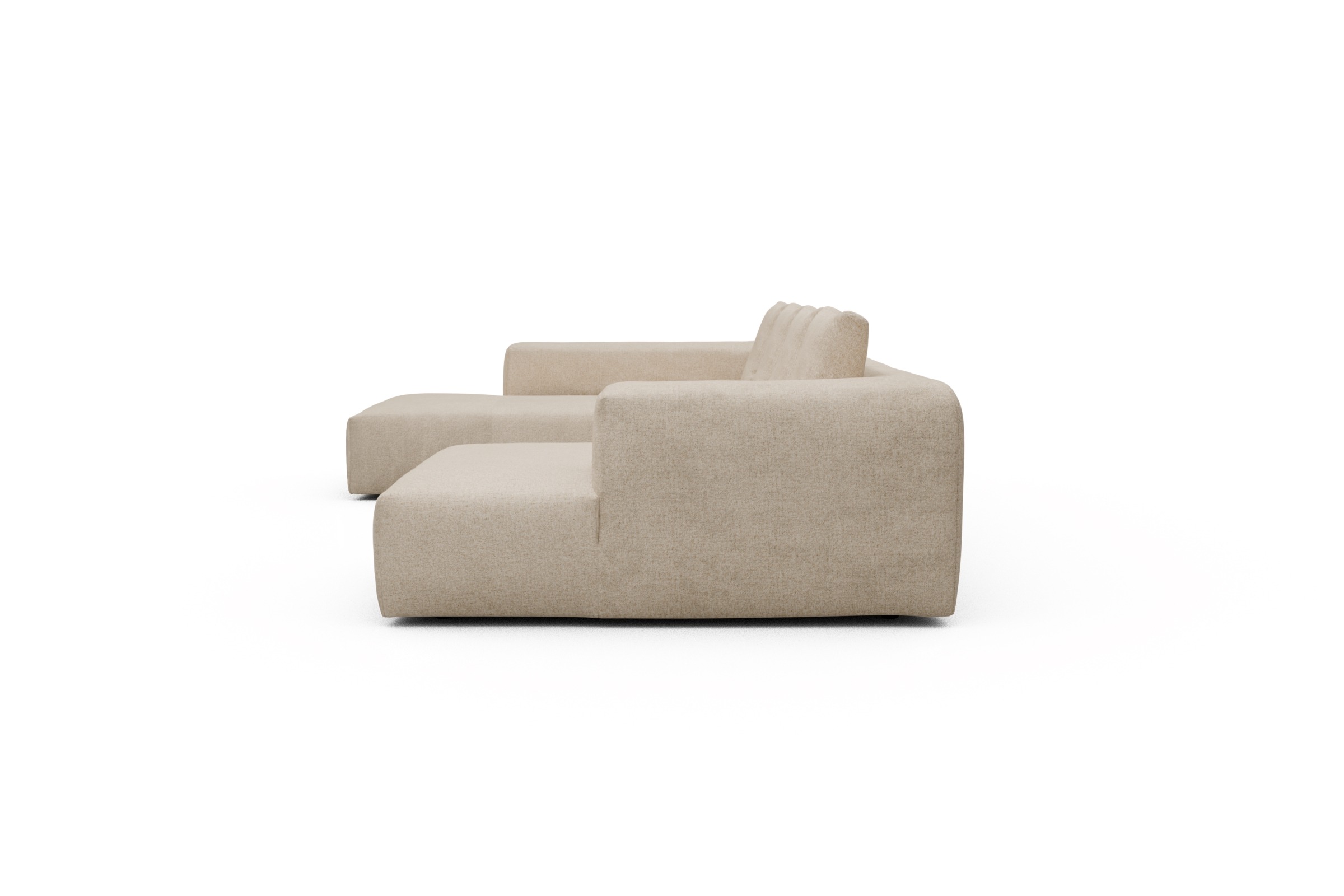 Wohnlandschaft Fred Relax-Ecke links mit 2-Sitzer und Chaiselongue rechts Strukturierter Stoff Casone 496-Natural-Beige