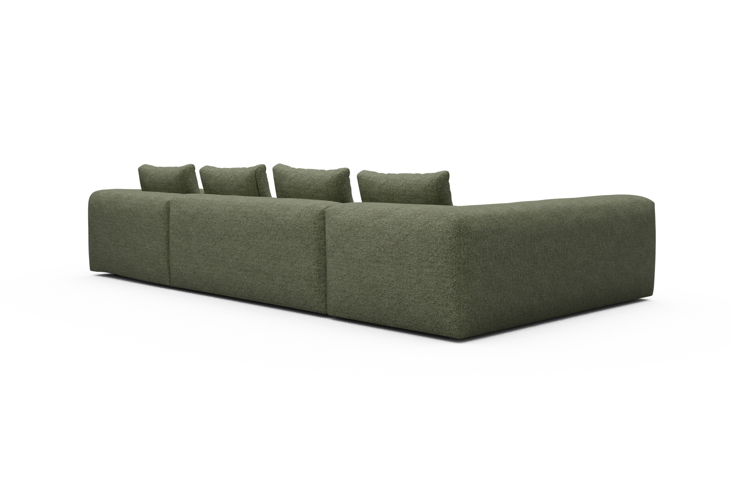 Wohnlandschaft Fred Chaiselongue rechts mit 2-Sitzer und lange Armlehne links Carreno-Vivid-Green