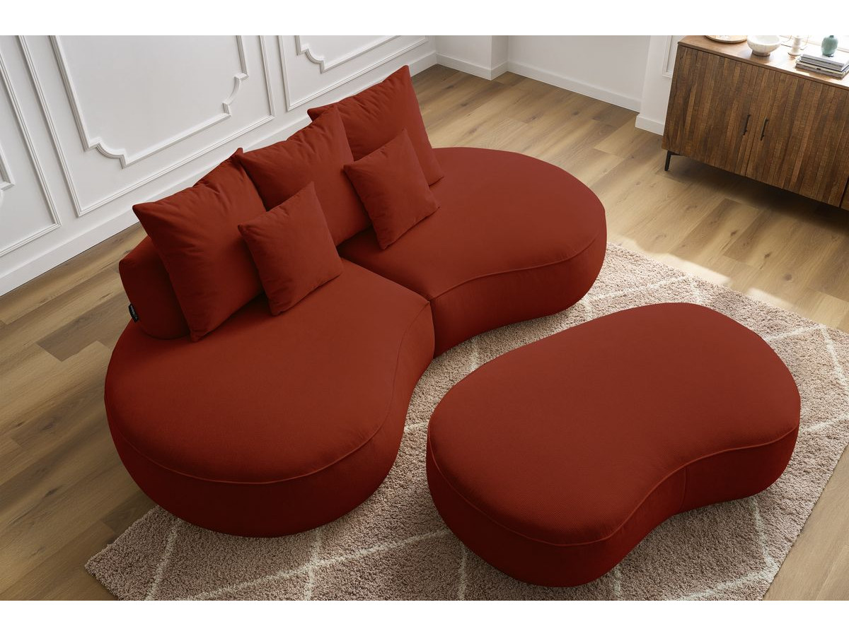 Bobochic Saint-germain Sofa 5-Sitzer mit Pouf Strukturstoff Rot