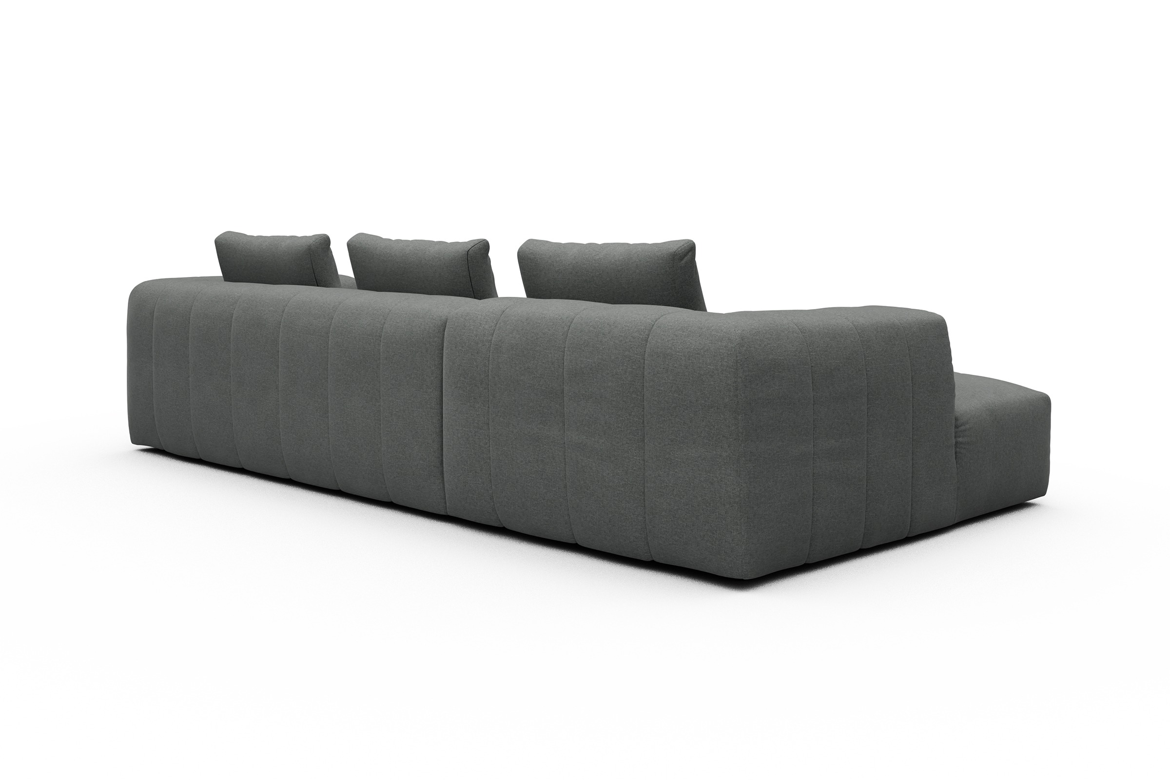 Ecksofa Hugo 2,5-Sitzer Armlehne rechts mit Chaiselongue Satya-Steel