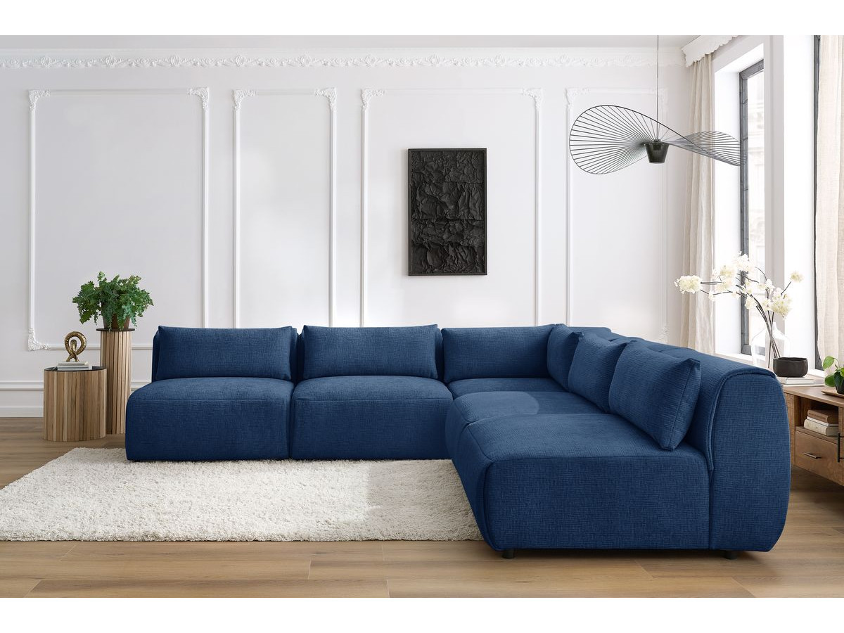 Bobochic Jeanne Ecksofa 299 × 299 cm Strukturstoff Dunkelblau