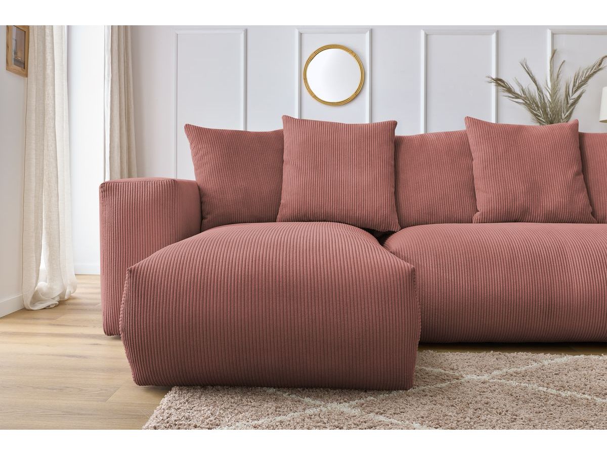 Bobochic Voltaire Wohnlandschaft 356 × 214 cm Cordsamt Rosa Ecke links