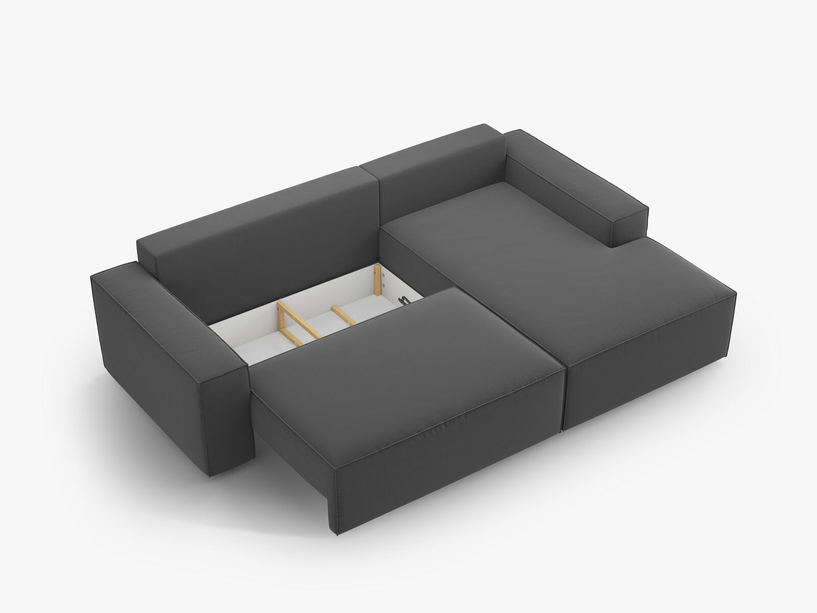 Micadoni Schlaf-Ecksofa Jodie 3-Sitzer Rechts Samt Grau