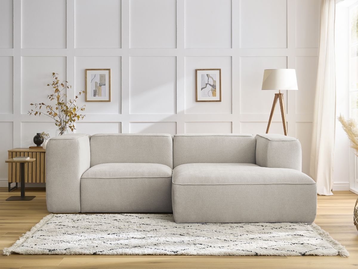 Bobochic Zephyr Ecksofa 260 × 165 cm Strukturstoff Beige Ecke rechts