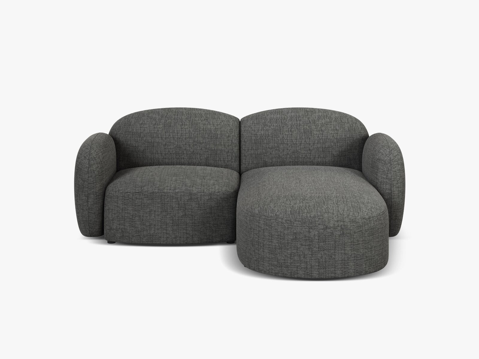 Micadoni Ecksofa Blair 3-Sitzer Rechts Strukturierter Stoff Baltimore Grau Melange