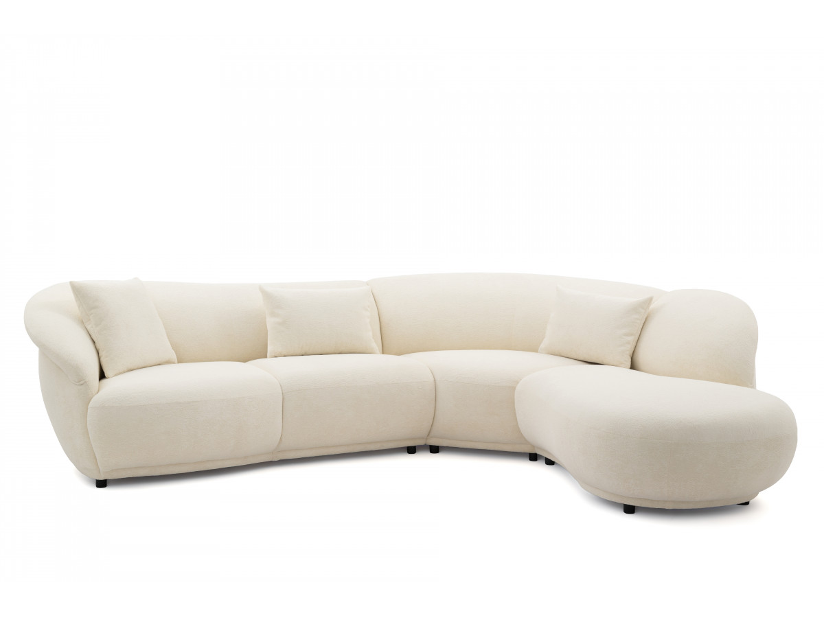 Bobochic Nora Ecksofa Chenille Weiß Ecke rechts