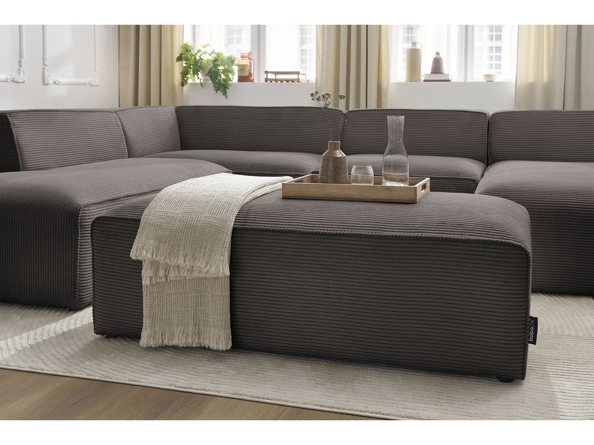 Bobochic Megeve Wohnlandschaft mit Pouf Cordsamt Braun Ecke rechts