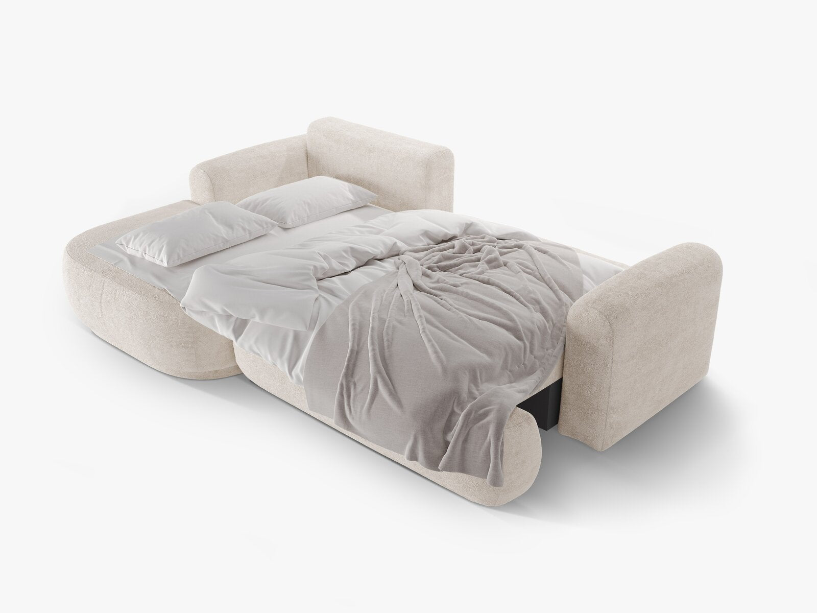 Micadoni Ella Ecksofa mit Bettfunktion und Stauraum Links Boucle CORAL Helles Beige