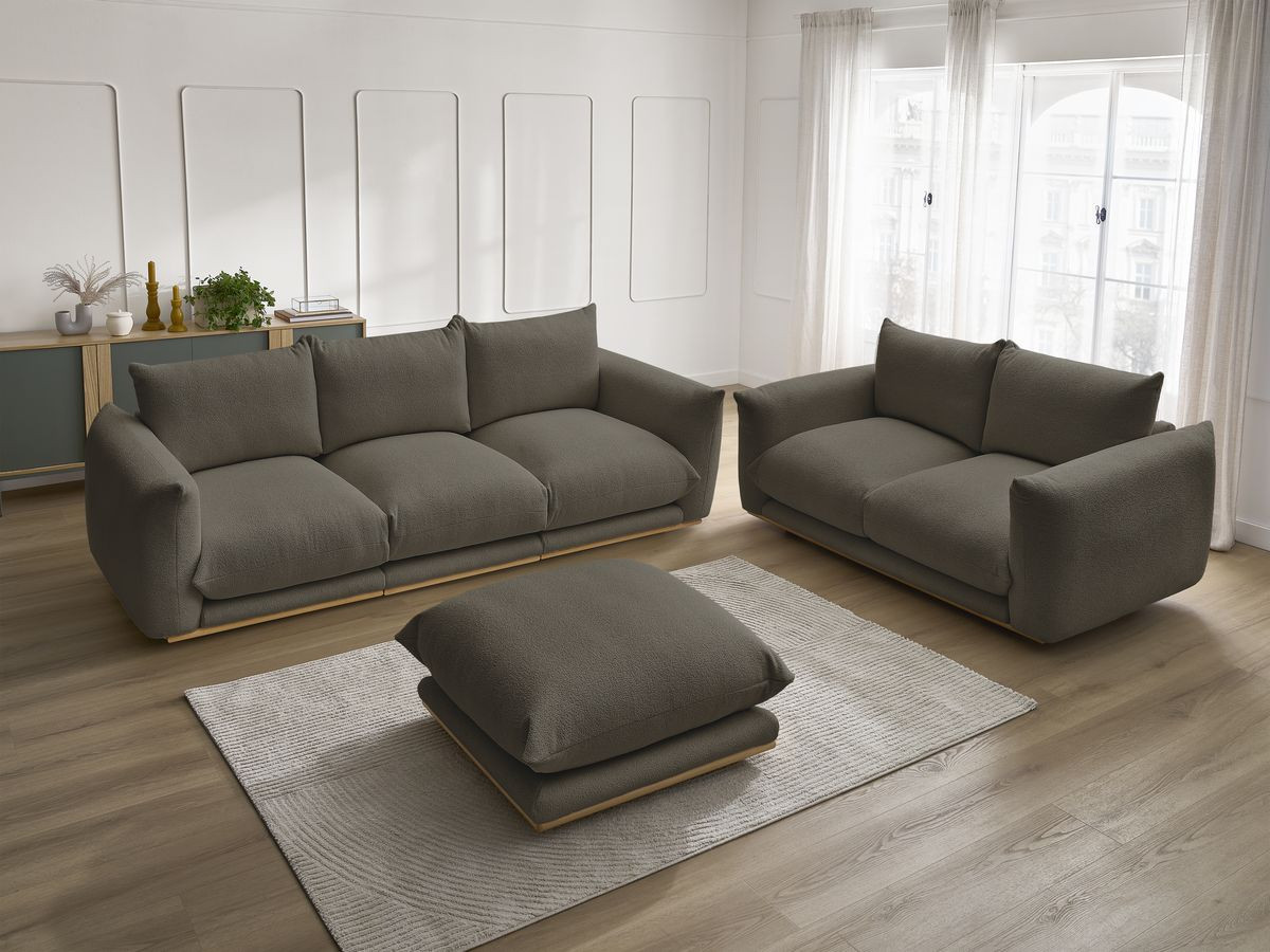 Bobochic Ernest Sofa 5-Sitzer mit Pouf Bouclé-Stoff Braun