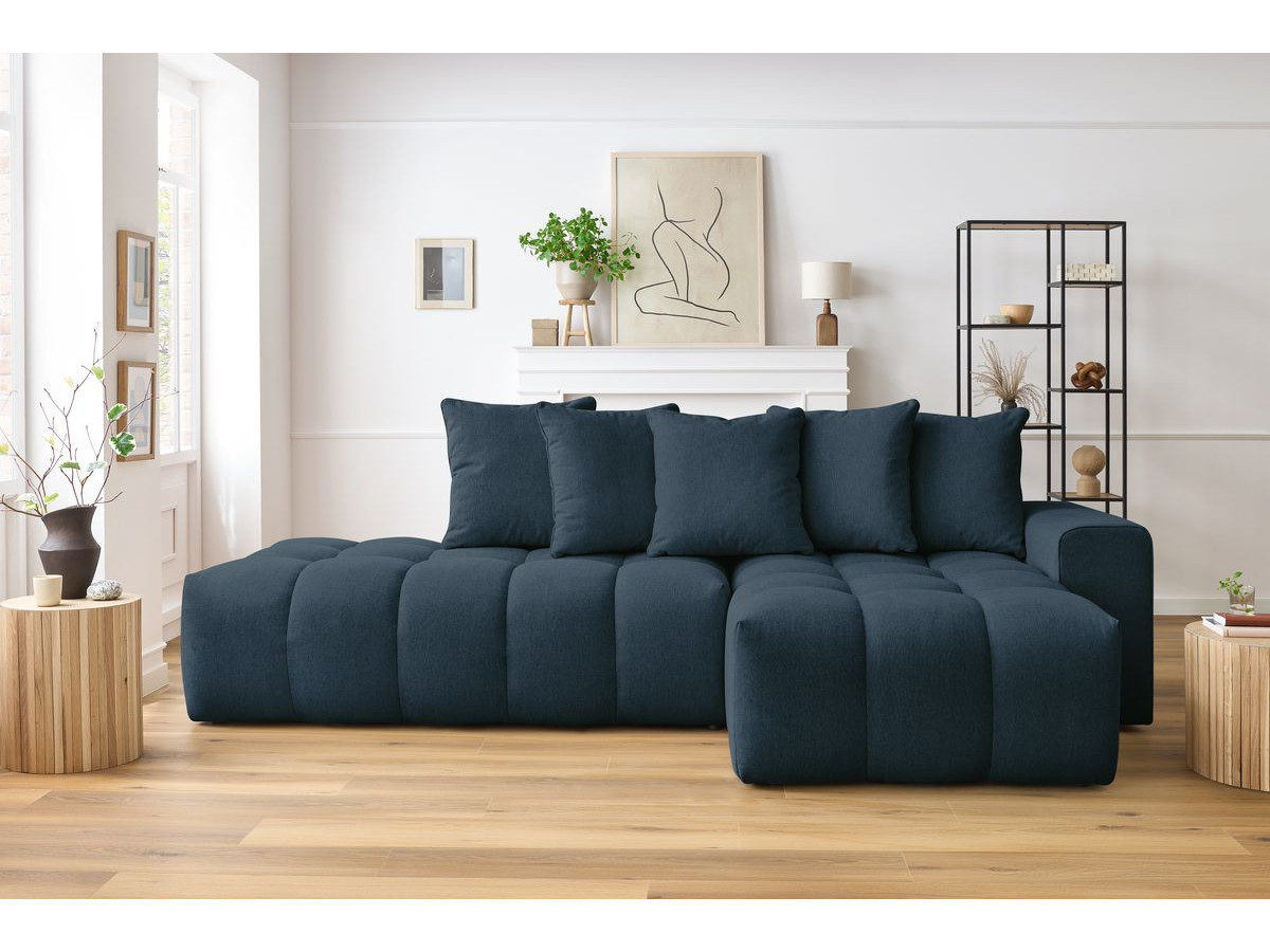 Bobochic Mont-blanc Ecksofa Melange-Stoff Dunkelblau Ecke rechts