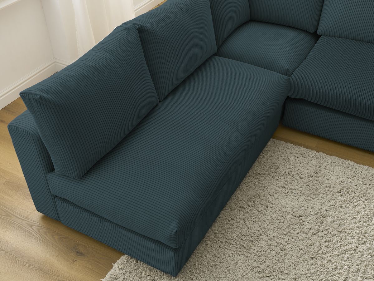 Bobochic Paris Ecksofa mit Pouf 369 × 167 cm Cordsamt Dunkelblau