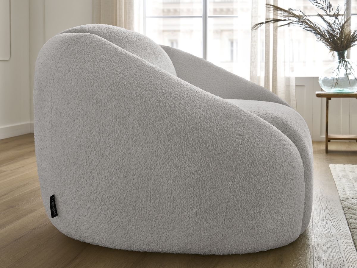 Bobochic Tina Sessel Bouclé-Stoff Hellgrau