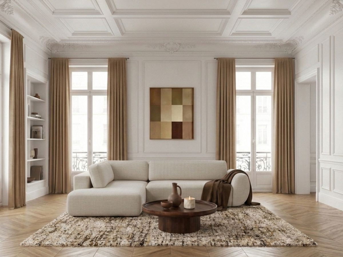 Bobochic Denise Ecksofa mit Schlaffunktion und Bettkasten 256 × 197 cm Strukturstoff Weiß Ecke links