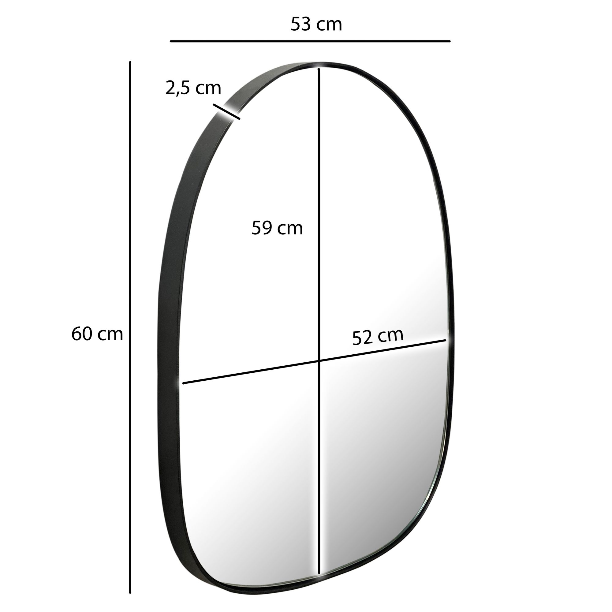 Wandspiegel Risor Schwarz 53 × 2,5 × 60 cm