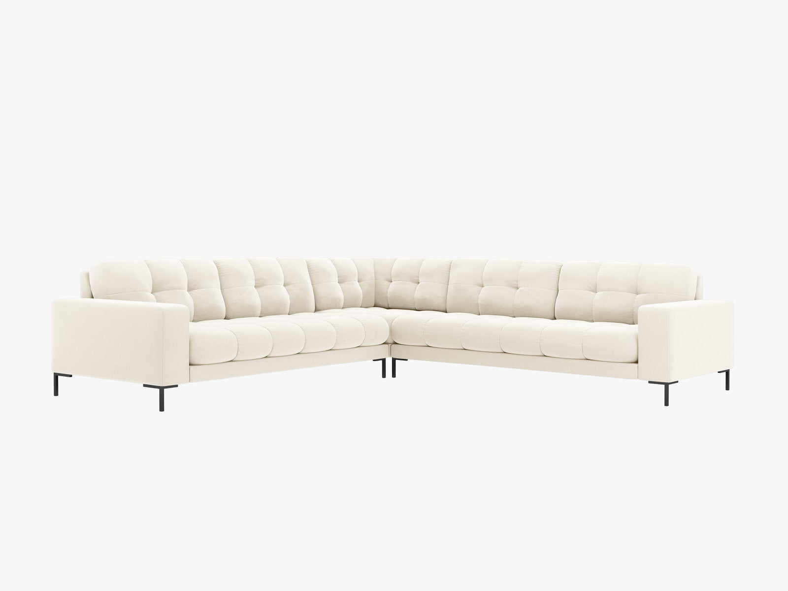 Micadoni Symmetrisches Ecksofa Mamaia 6-Sitzer Samt Bluvel Helles Beige schwarze Beine
