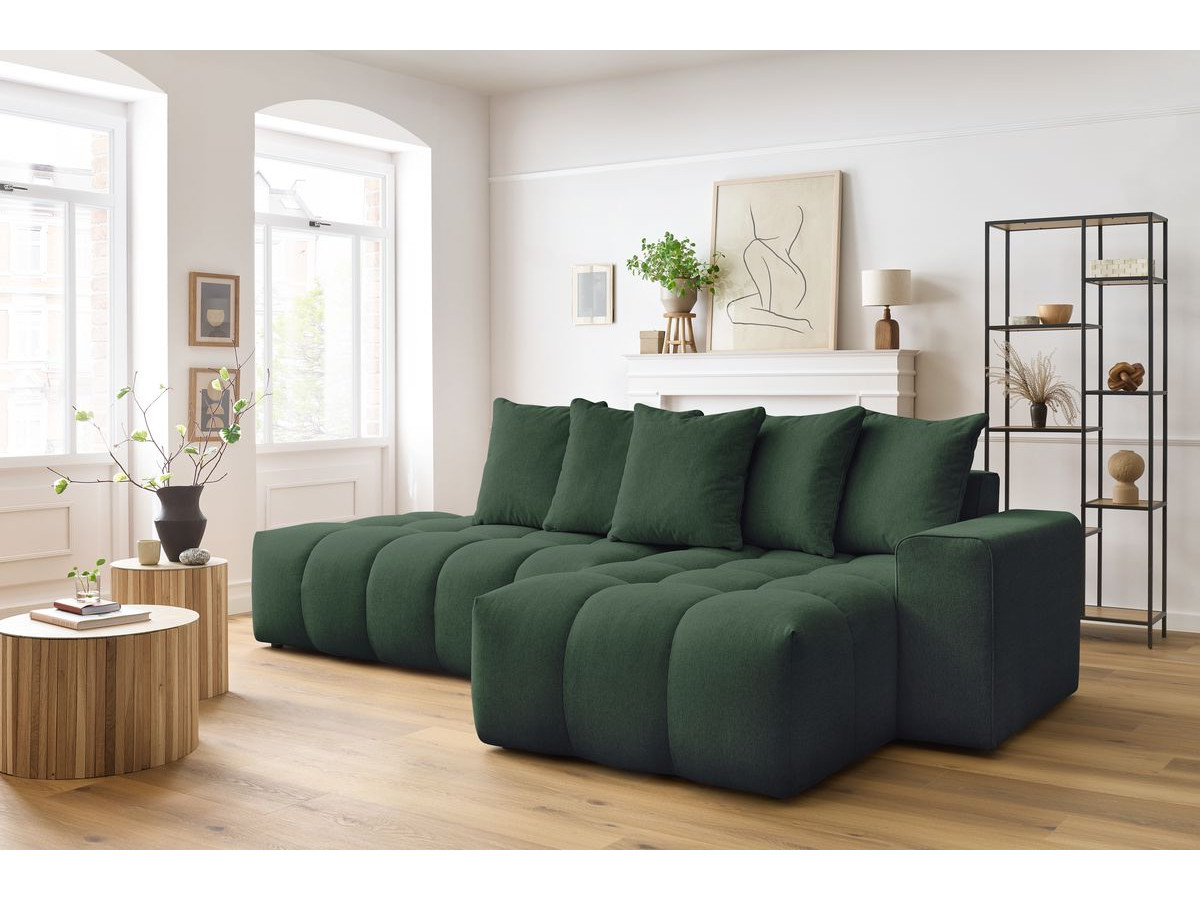Bobochic Mont-blanc Ecksofa Melange-Stoff Grün Ecke rechts