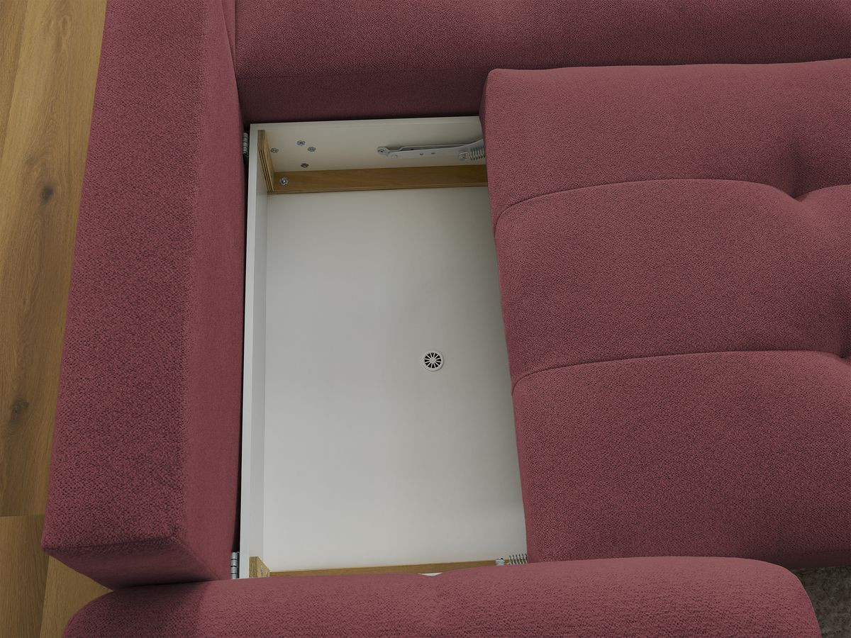 Bobochic Roxelane Ecksofa mit Schlaffunktion und Bettkasten 258 × 150 cm Melange-Stoff Rot Ecke rechts