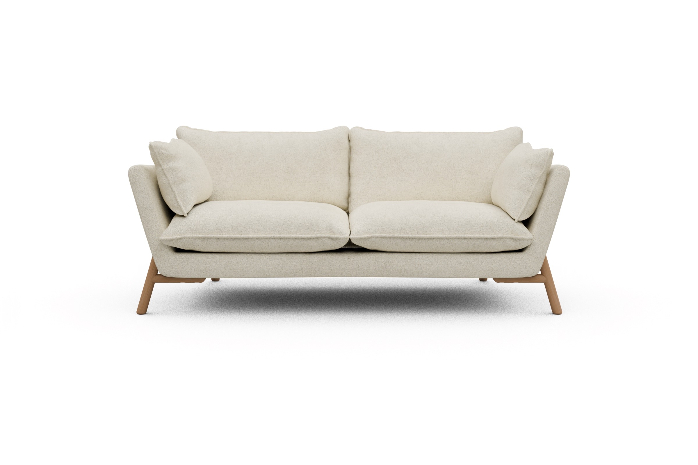 Skandi Home Sofa Emil PREMIUM 2-Sitzer Beinfarbe Eiche Natur Boucle-Off-White moebelfaktor