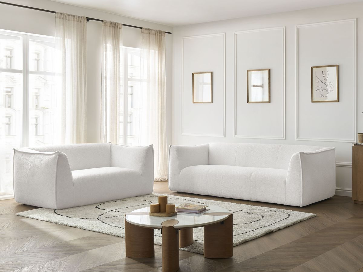 Bobochic Giorgia Sofa 5-Sitzer 412 × 100 cm Bouclé-Stoff Weiß