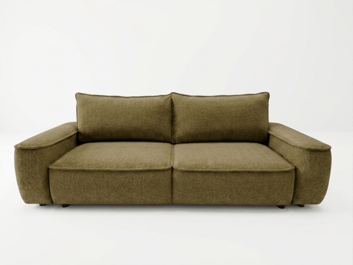 Bobochic Honore Schlafsofa 3-Sitzer mit Bettkasten Chenille Grün