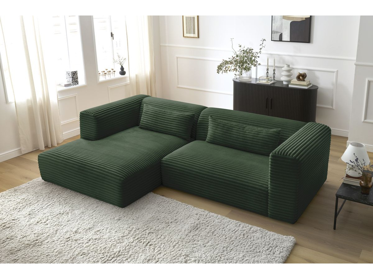 Bobochic Harry Ecksofa Breitcord weich Grün Ecke links